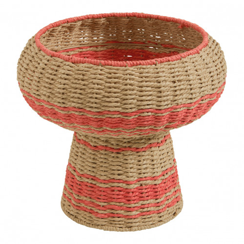Coupe décorative HOKA en corde de papier - Naturel et corail - ø 33 cm Coupe décorative HOKA en corde de papier - Naturel et corail - ø 33 cm