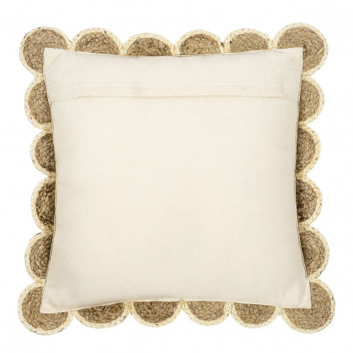 Coussin ÉNOLA en jute - Naturel et blanc - 60 x 60 cm