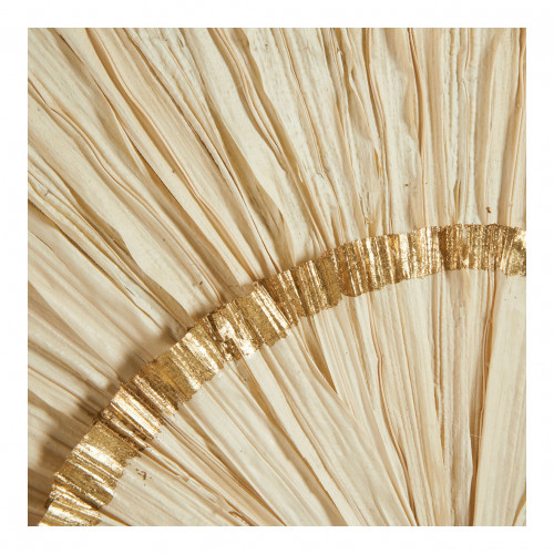 ROSETTE Wall Decoration in Pleated Palm Leaves - Ecru and Gold