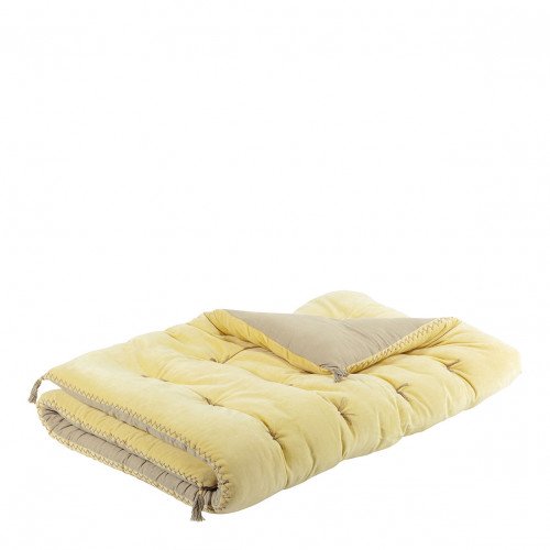Futon MATTÉO en velours de coton et lin - 180 x 80 cm - Jaune pastel Futon MATTÉO en velours de coton et lin - 180 x 80 cm - Jaune pastel