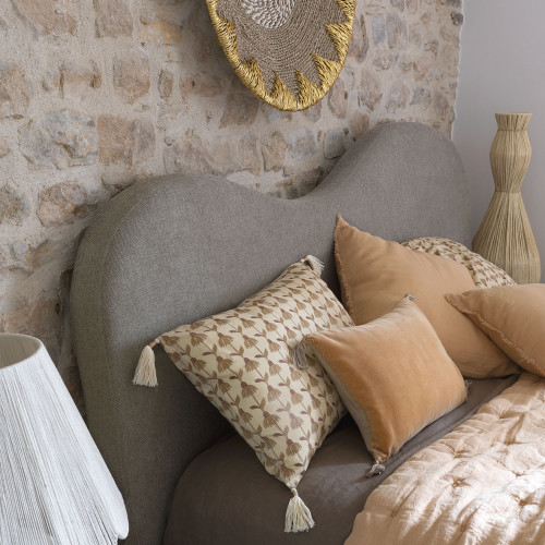 Housse de coussin MATTÉO en velours de coton et lin - Abricot - 30 x 40 cm