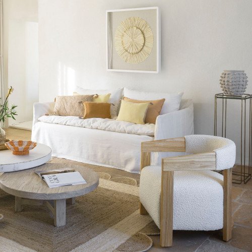 Housse de coussin MATTÉO en velours de coton et lin - Abricot - 30 x 40 cm Housse de coussin MATTÉO en velours de coton et lin - Abricot - 30 x 40 cm