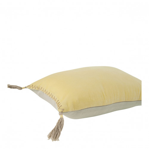 MATTÉO Cotton Velvet and Linen Cushion Cover - Pastel Yellow - 30 x 40 cm