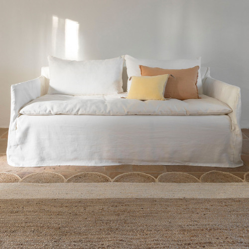 MATTÉO Cotton Velvet and Linen Cushion Cover - Pastel Yellow - 30 x 40 cm