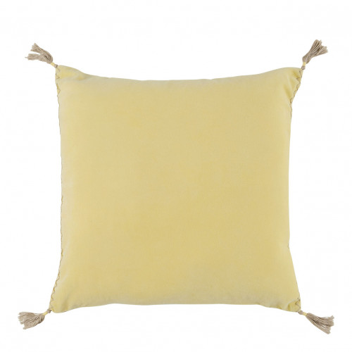 MATTÉO Cotton Velvet and Linen Cushion Cover - Pastel Yellow - 50 x 50 cm