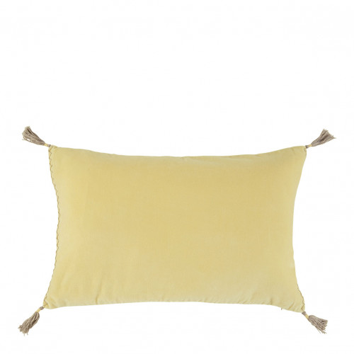 MATTÉO Cotton Velvet and Linen Cushion Cover - Pastel Yellow - 60 x 40 cm