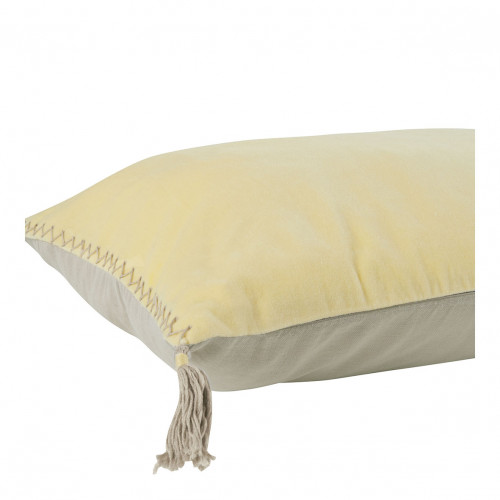 Housse de coussin MATTÉO en velours de coton et lin - Jaune pastel - 60 x 40 cm