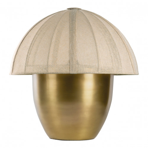 Lampe HÉLOÏSE en métal doré - Abat-jour en tissu crème - Grand modèle - ø 48 x 50 cm