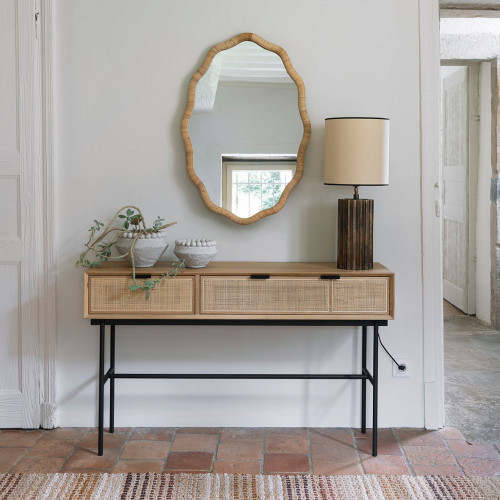 LOLA Mirror in rattan - H. 90 cm