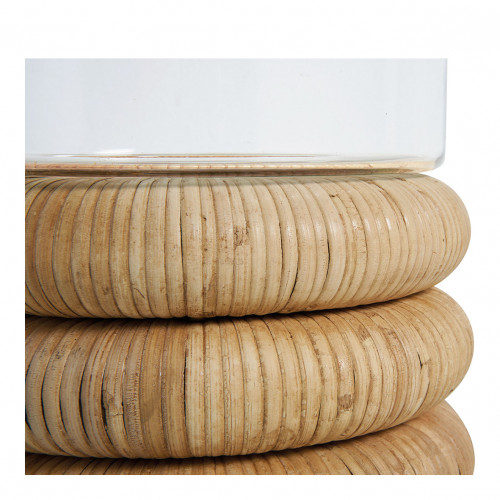 BOLINE Candle holder in glass and rattan - Small model - ø 16 x 28.5 cm