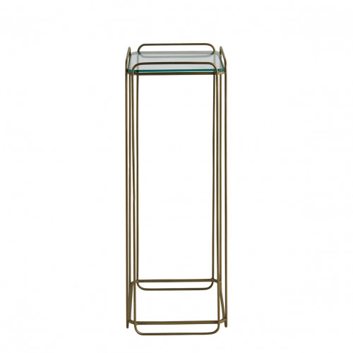 ANATOLE pedestal in metal with golden brass finish and glass top - Small model - H. 70 cm