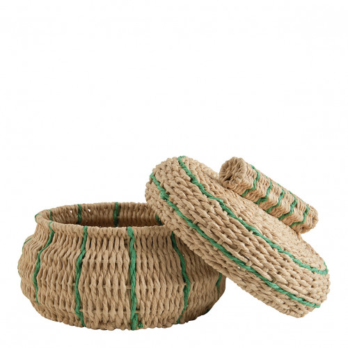 Set de 2 boîtes HOKA en corde de papier - Corail et vert Set de 2 boîtes HOKA en corde de papier - Corail et vert
