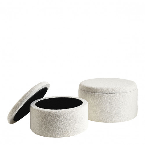 Set of 2 RILA bouclé ottomans - Cream