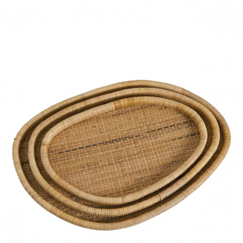 Set de 3 plateaux GALIA en rotin Set de 3 plateaux GALIA en rotin