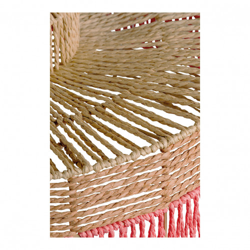 HOKA non-electrified pendant light in paper cord - Natural and coral - ø 50.5 x 55.5 cm