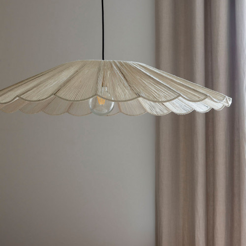 MARGUERITE pendant light in white jute and metal - ø 90 cm