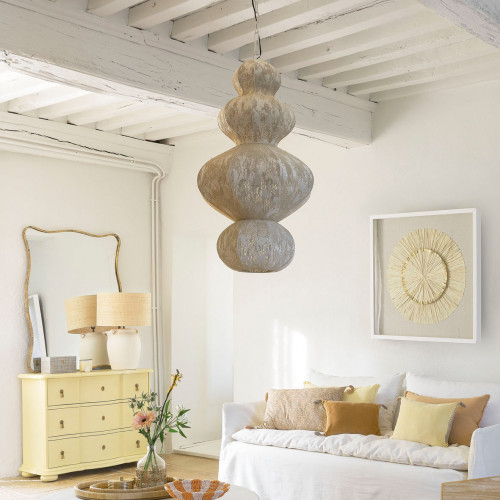 SORA pendant light in fabric and metal - Cream - ø 49 x 84 cm