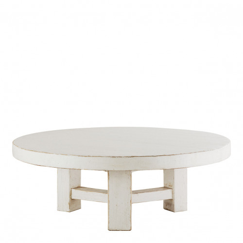 BAO coffee table in recycled elm - Large model - ø 105 cm - White