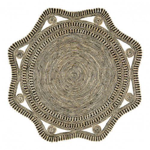 Tapis KISHI en jute - Blanc et noir - 200 x 200 cm
