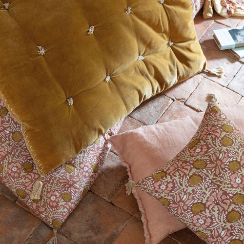 MATTÉO Futon in cotton velvet and linen - 180 x 80 cm - Saffron