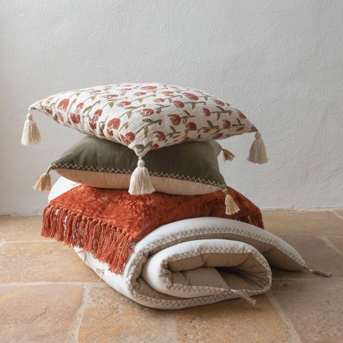 Housse de coussin PAULA en velours irisé - Orange brûlé - 60 x 40 cm