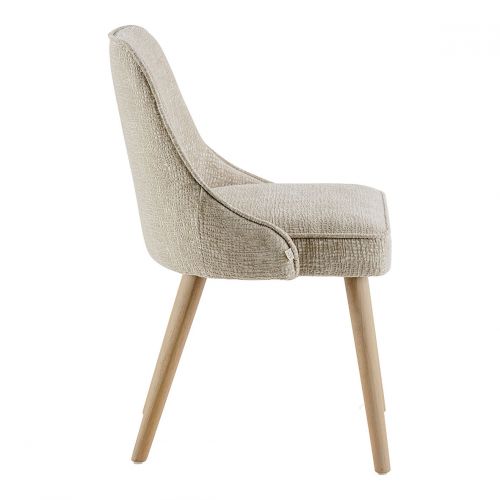 Chaise MARCUS en tissu jacquard de velours - Sable
