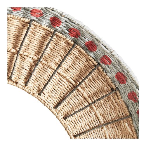 Miroir ORMA en corde de papier - Naturel et corail - ø 75 cm