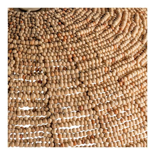 GAYA pendant light with wood beads - Natural and gold - ø 65 cm