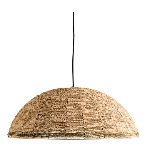 Suspension GAYA en perles en bois - Naturel et doré - ø 65 cm