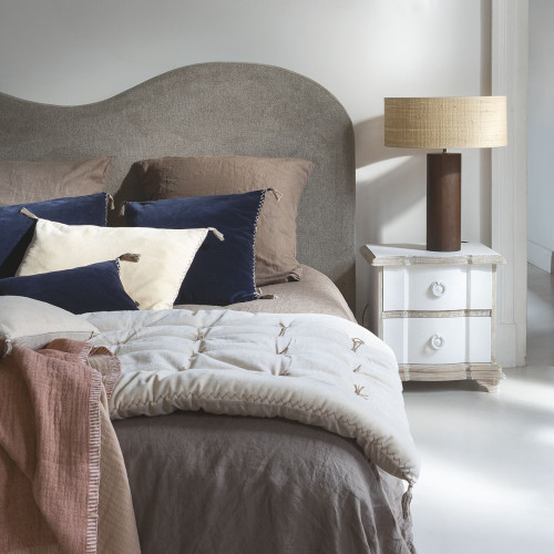 Housse de coussin MATTÉO en velours de coton et lin - Vanille - 30 x 40 cm