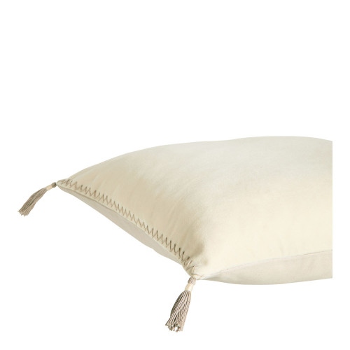 Housse de coussin MATTÉO en velours de coton et lin - Vanille - 50 x 50 cm