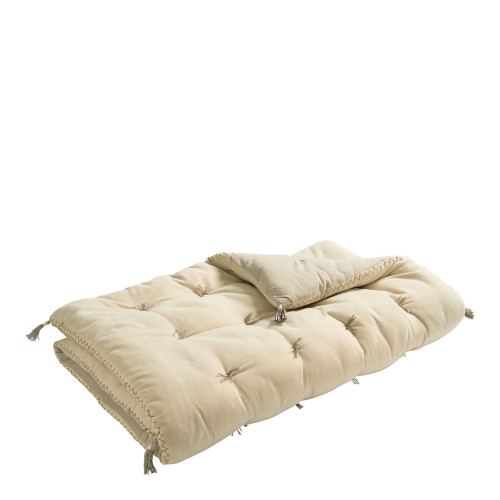 MATTÉO Futon in Cotton Velvet and Linen - 180 x 80 cm - Vanilla