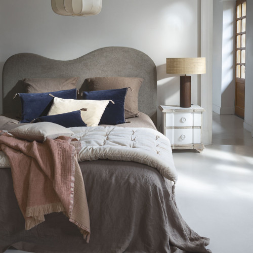 MATTÉO Futon in Cotton Velvet and Linen - 180 x 80 cm - Vanilla