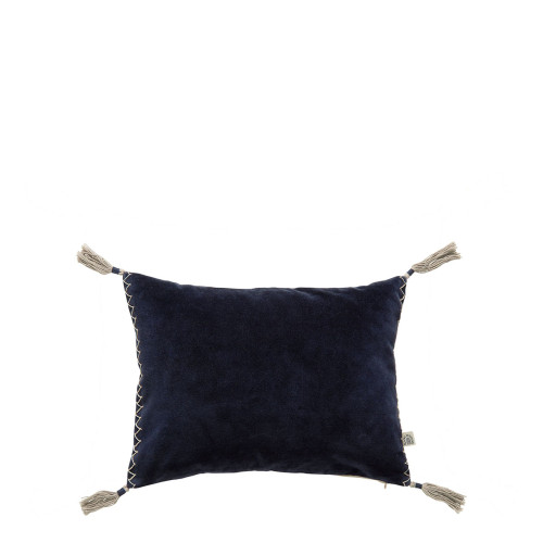 MATTÉO Cushion Cover in Cotton Velvet and Linen - Midnight Blue - 30 x 40 cm