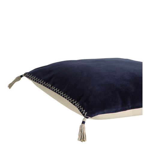 Housse de coussin MATTÉO en velours de coton et lin - Bleu de Minuit - 30 x 40 cm