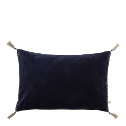 MATTÉO Cushion cover in cotton velvet and linen - Midnight Blue - 60 x 40 cm