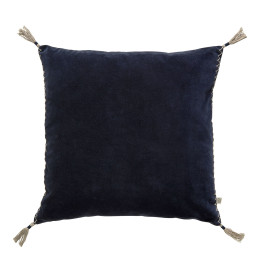 Housse de coussin MATTÉO en velours de coton et lin - Bleu de Minuit - 50 x 50 cm