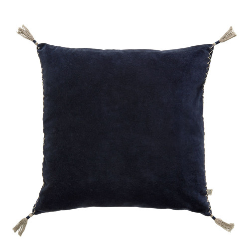 MATTÉO Cushion cover in cotton velvet and linen - Midnight Blue - 50 x 50 cm