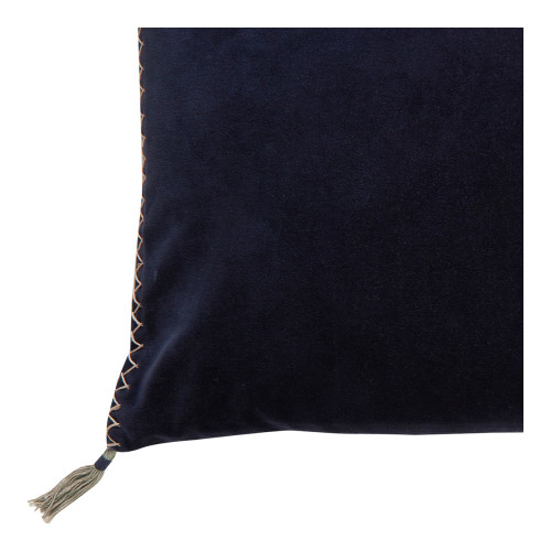 MATTÉO Cushion cover in cotton velvet and linen - Midnight Blue - 50 x 50 cm