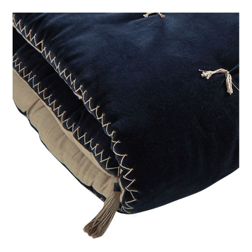 Futon MATTÉO en velours de coton et lin - 180 x 80 cm - Bleu de Minuit