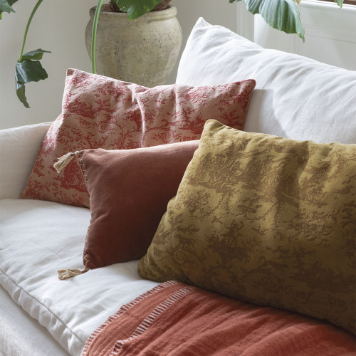 Housse de coussin LOUIS en velours de coton - Rose - 60 x 40 cm