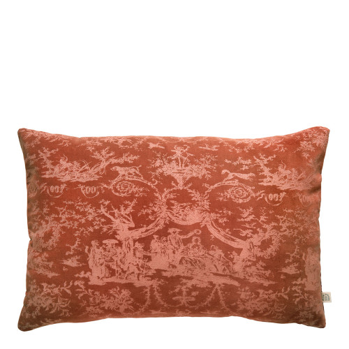LOUIS Cushion cover in cotton velvet - Burnt Orange - 60 x 40 cm