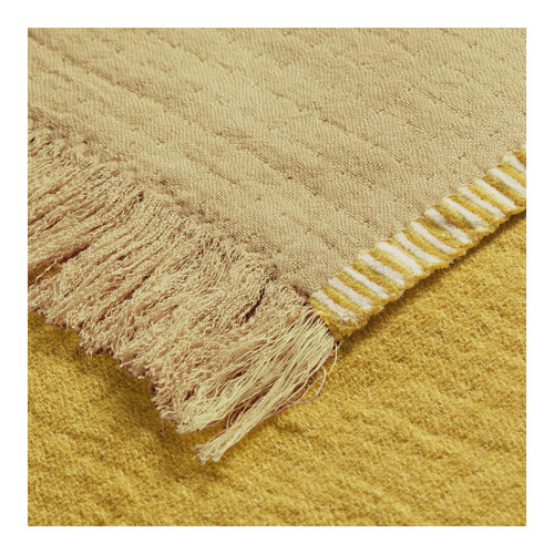 SIMÉON Throw in Cotton and Bamboo Fibers - 130 x 170 cm - Saffron