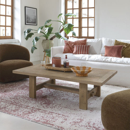 DAVIO Rug in Cotton and Jute - Terracotta and White - 200 x 300 cm