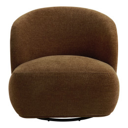 LISETTE Swivel Armchair in Marbled Velvet Fabric - Tobacco