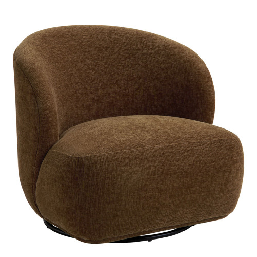 LISETTE Swivel Armchair in Marbled Velvet Fabric - Tobacco