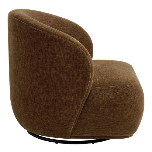 Fauteuil tournant LISETTE en tissu velours marbré - Tabac