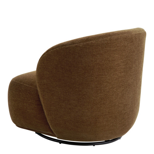 Fauteuil tournant LISETTE en tissu velours marbré - Tabac