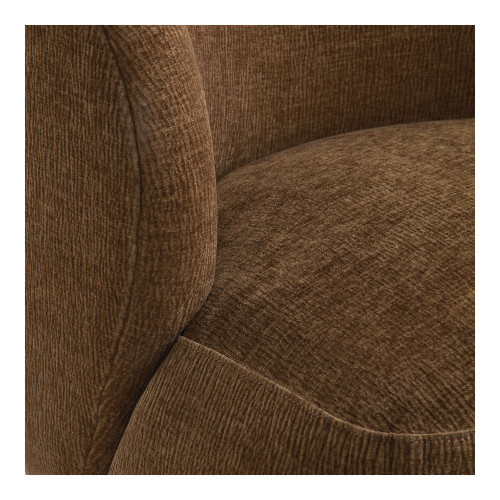 LISETTE Swivel Armchair in Marbled Velvet Fabric - Tobacco