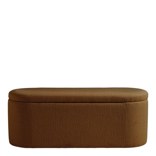 Banc coffre LISETTE en tissu velours marbré - Tabac